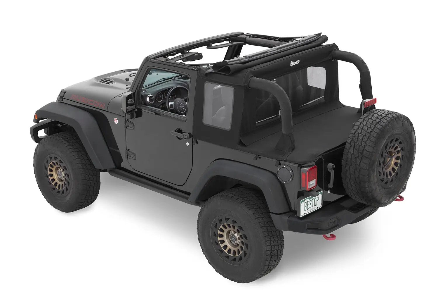 Halftop Soft Top - Jeep '07-18 Wrangler JK 2-Door (Premium Black Twill) by Bestop