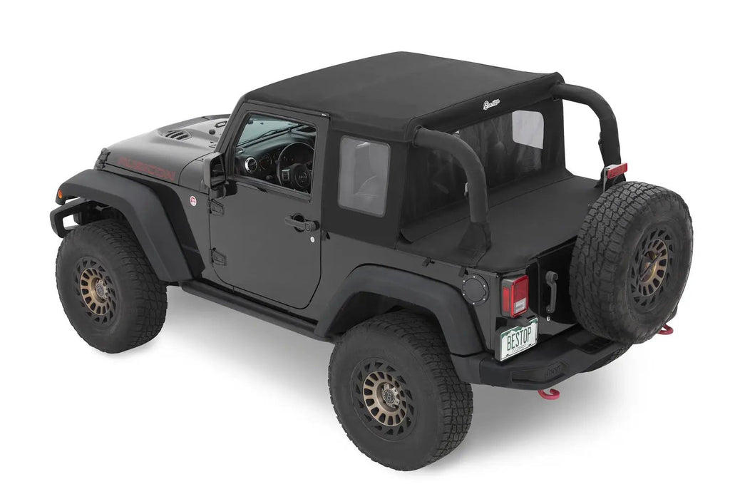 Halftop Soft Top - Jeep '07-18 Wrangler JK 2-Door (Premium Black Twill) by Bestop