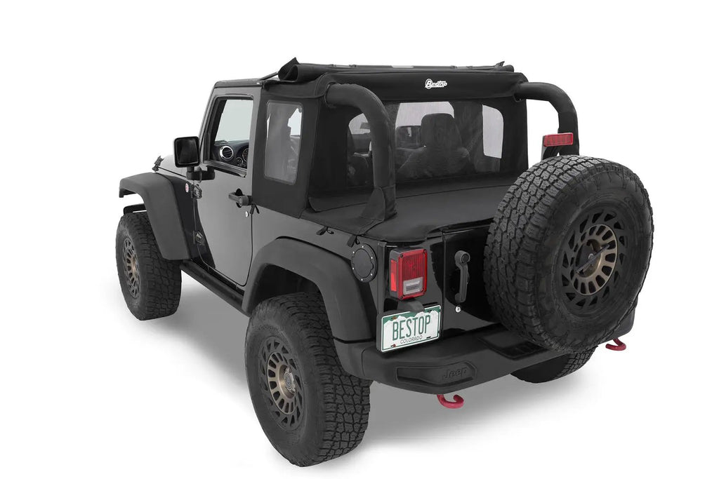 Halftop Soft Top - Jeep '07-18 Wrangler JK 2-Door (Premium Black Twill) by Bestop