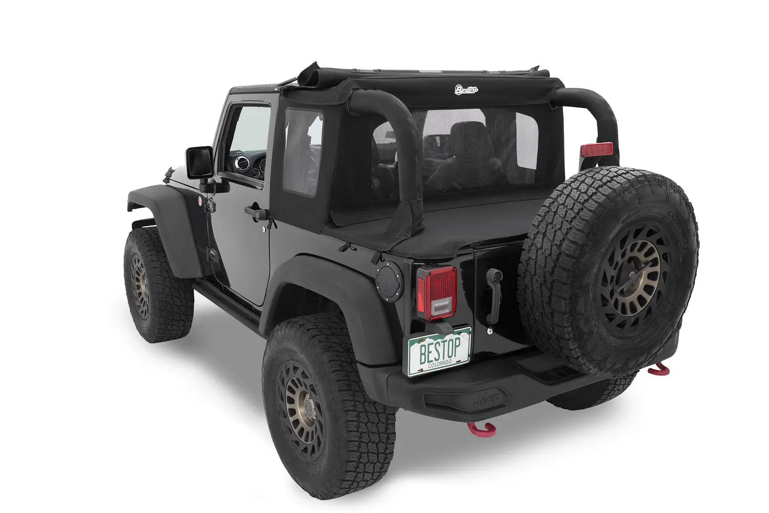 Halftop Soft Top - Jeep '07-18 Wrangler JK 2-Door (Premium Black Twill) by Bestop