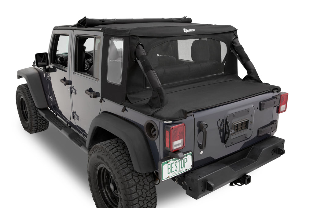 Halftop Soft Top - Jeep '07-18 Wrangler JK 4-Door (Premium Black Twill) by Bestop