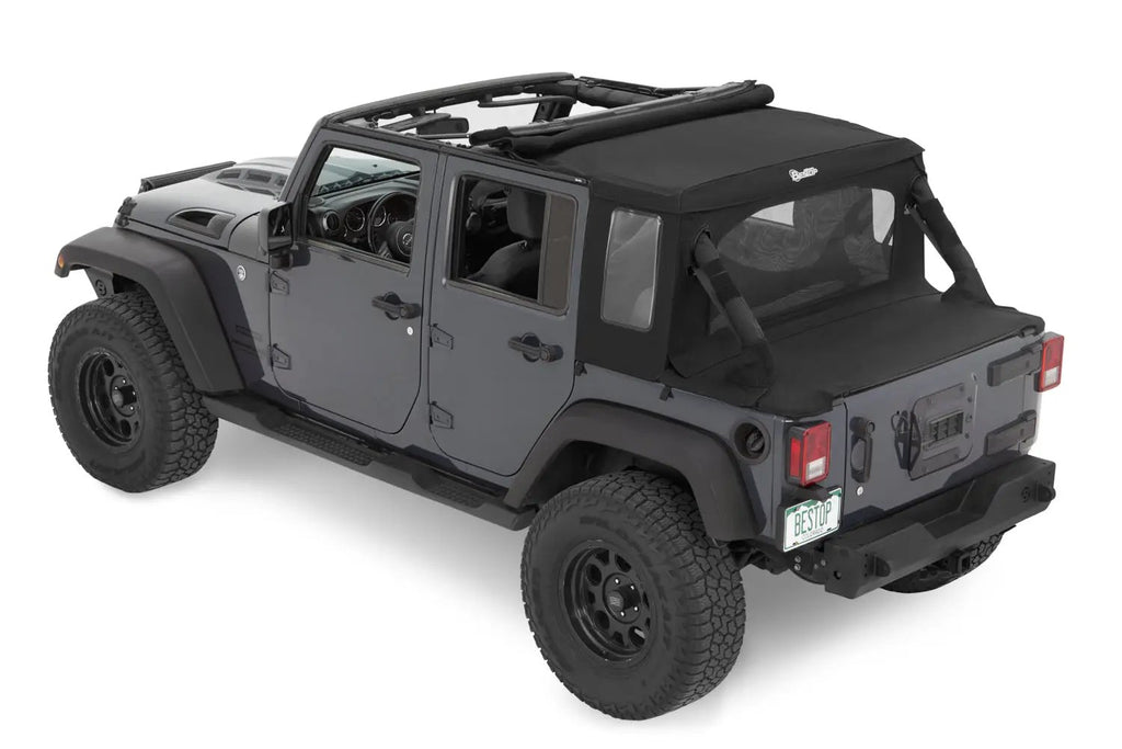 Halftop Soft Top - Jeep '07-18 Wrangler JK 4-Door (Black Diamond) by Bestop