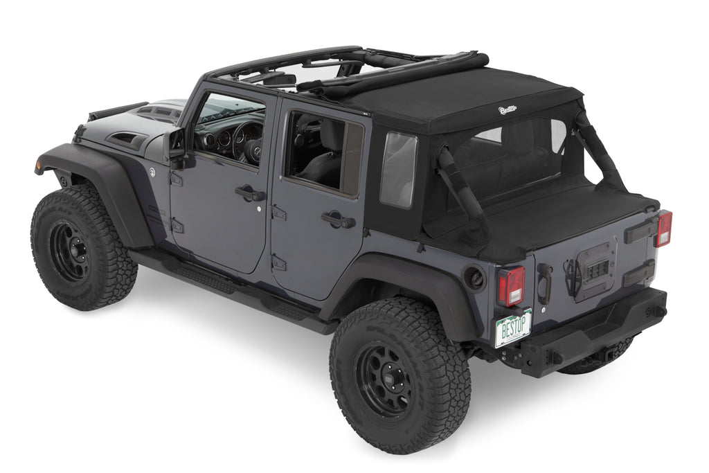 Halftop Soft Top - Jeep '07-18 Wrangler JK 4-Door (Black Diamond) by Bestop