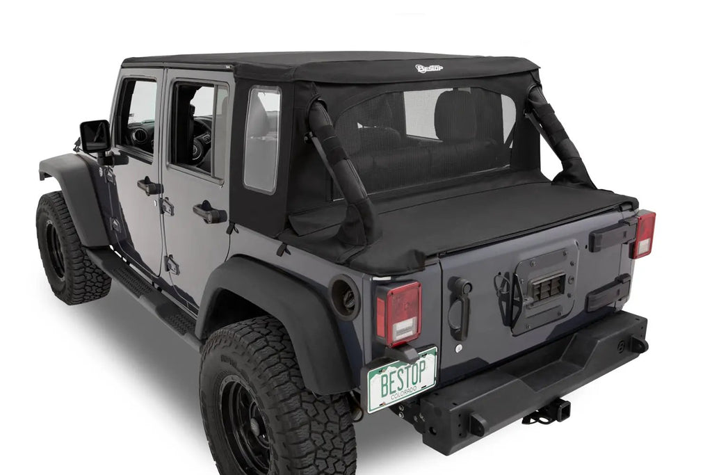 Halftop Soft Top - Jeep '07-18 Wrangler JK 4-Door (Black Diamond) by Bestop