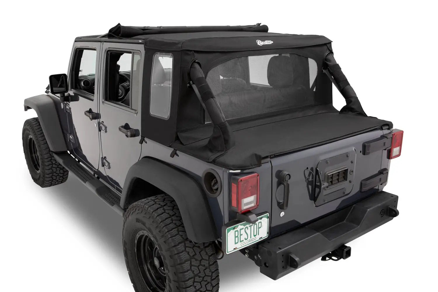 Halftop Soft Top - Jeep '07-18 Wrangler JK 4-Door (Black Diamond) by Bestop
