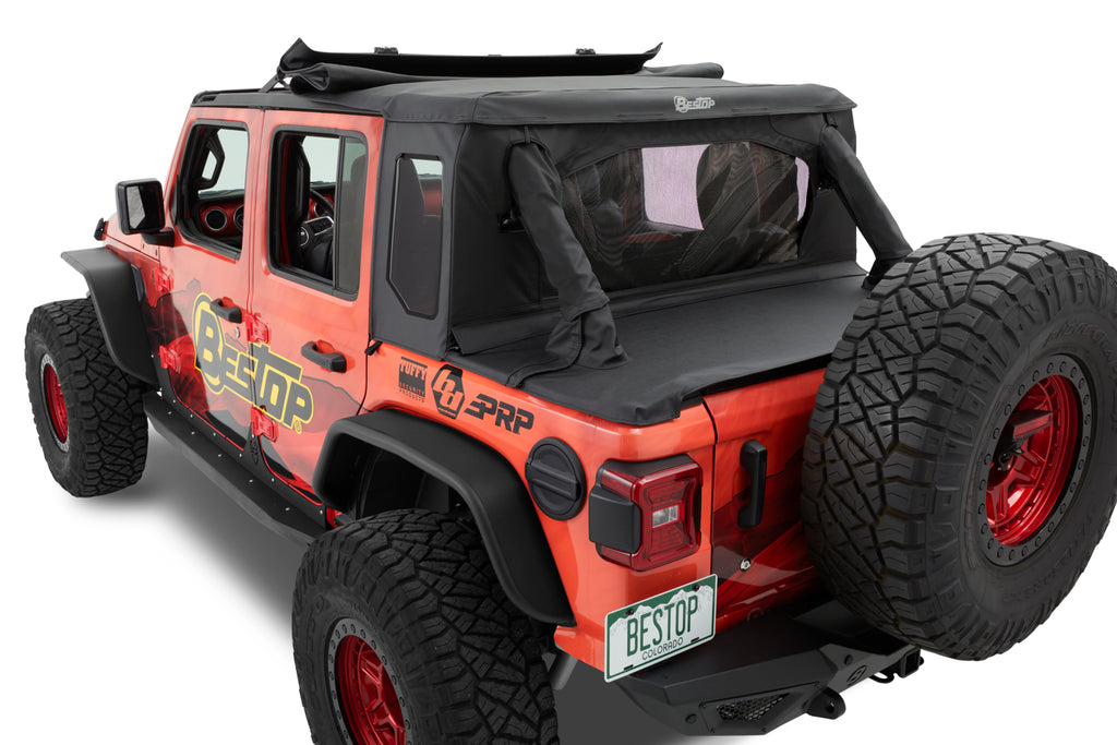 Halftop Soft Top - Jeep '18-2023 Wrangler JL 4-Door (Premium Black Twill) by Bestop