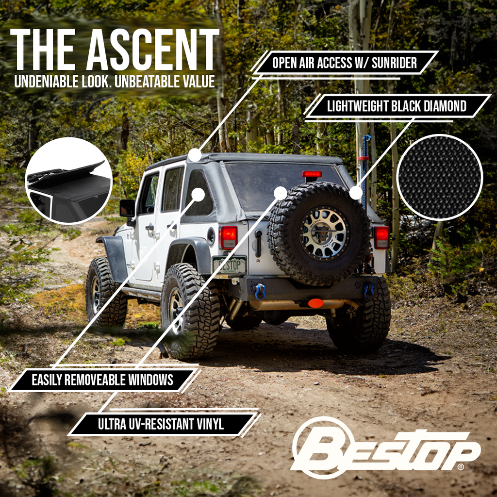 Ascent - Jeep '07-18 Wrangler JK 4-Door (Black Diamond) by Bestop