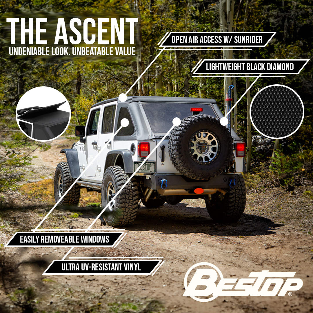 Ascent - Jeep '07-18 Wrangler JK 4-Door (Black Diamond) by Bestop