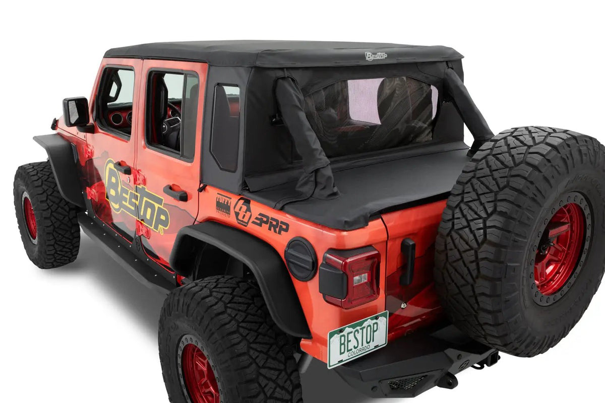 Halftop Conversion Kit - Jeep '18-2023 Wrangler JL 4-Door (Premium Black Twill) by Bestop