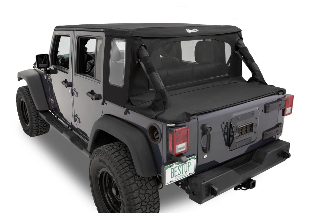 Halftop Conversion Kit - Jeep '07-18 Wrangler JK 4-Door (Premium Black Twill) by Bestop