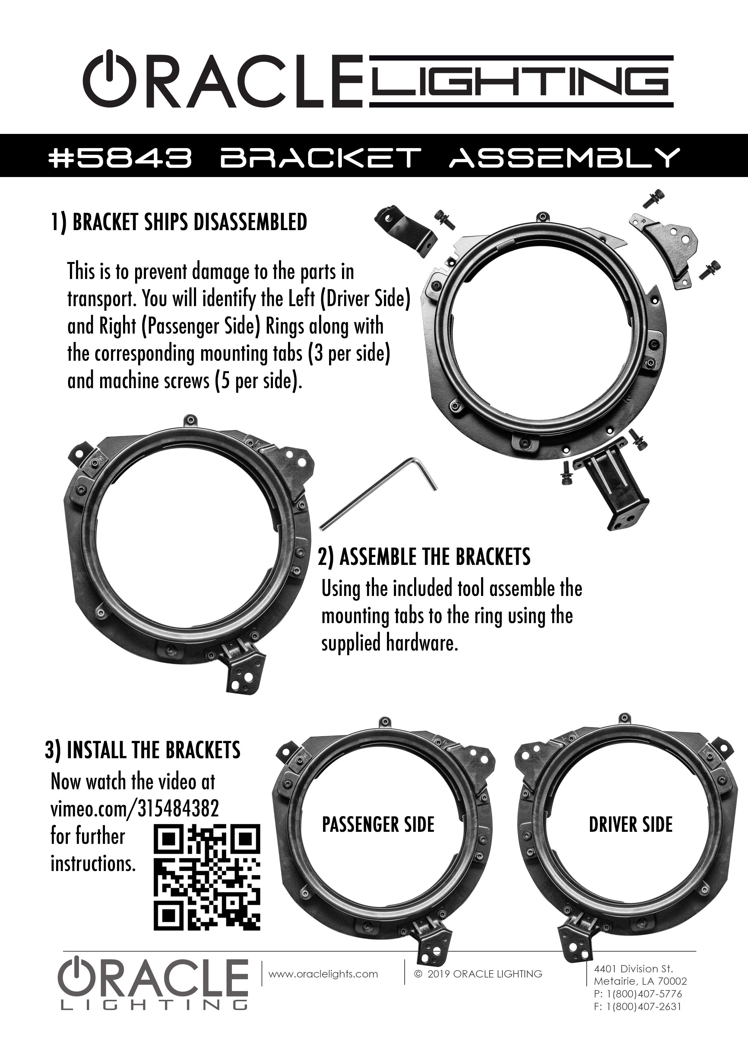Jeep Wrangler JL / Gladiator JT Adjustable 7in. Headlight Brackets (Pair) by Oracle Lighting