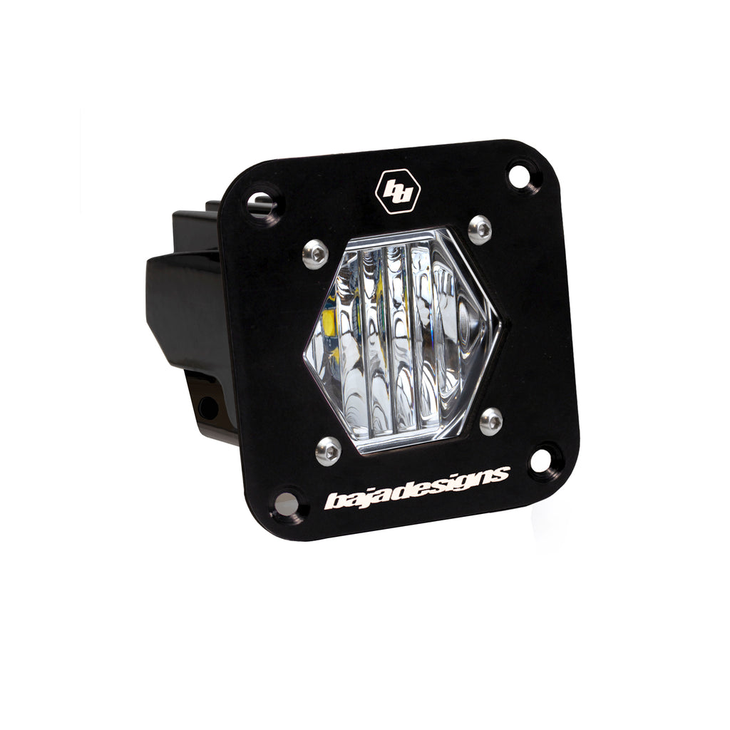 S1 Black Flush Mount LED Light Pod (Wide Cornering; Clear) by Baja Designs