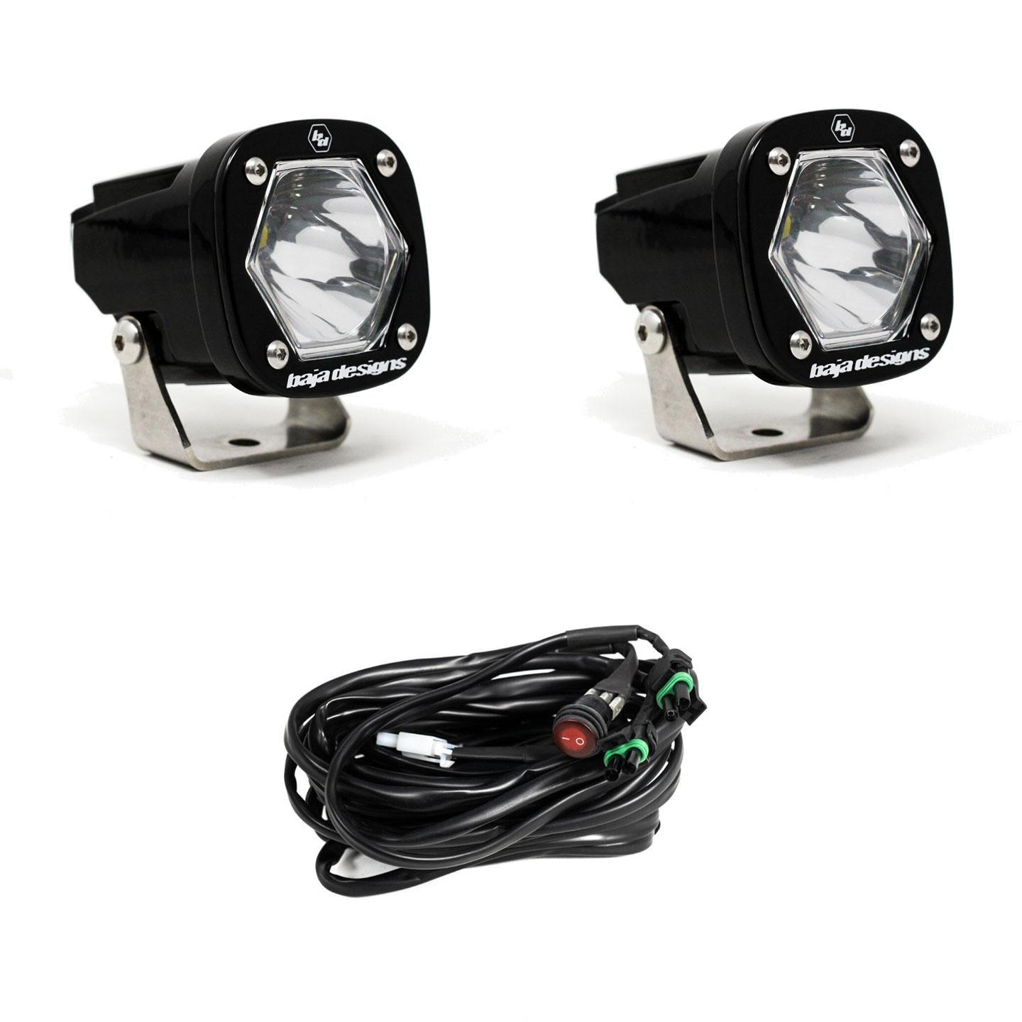 S1 Black LED Light Pod Pair (Spot; Clear) by Baja Designs