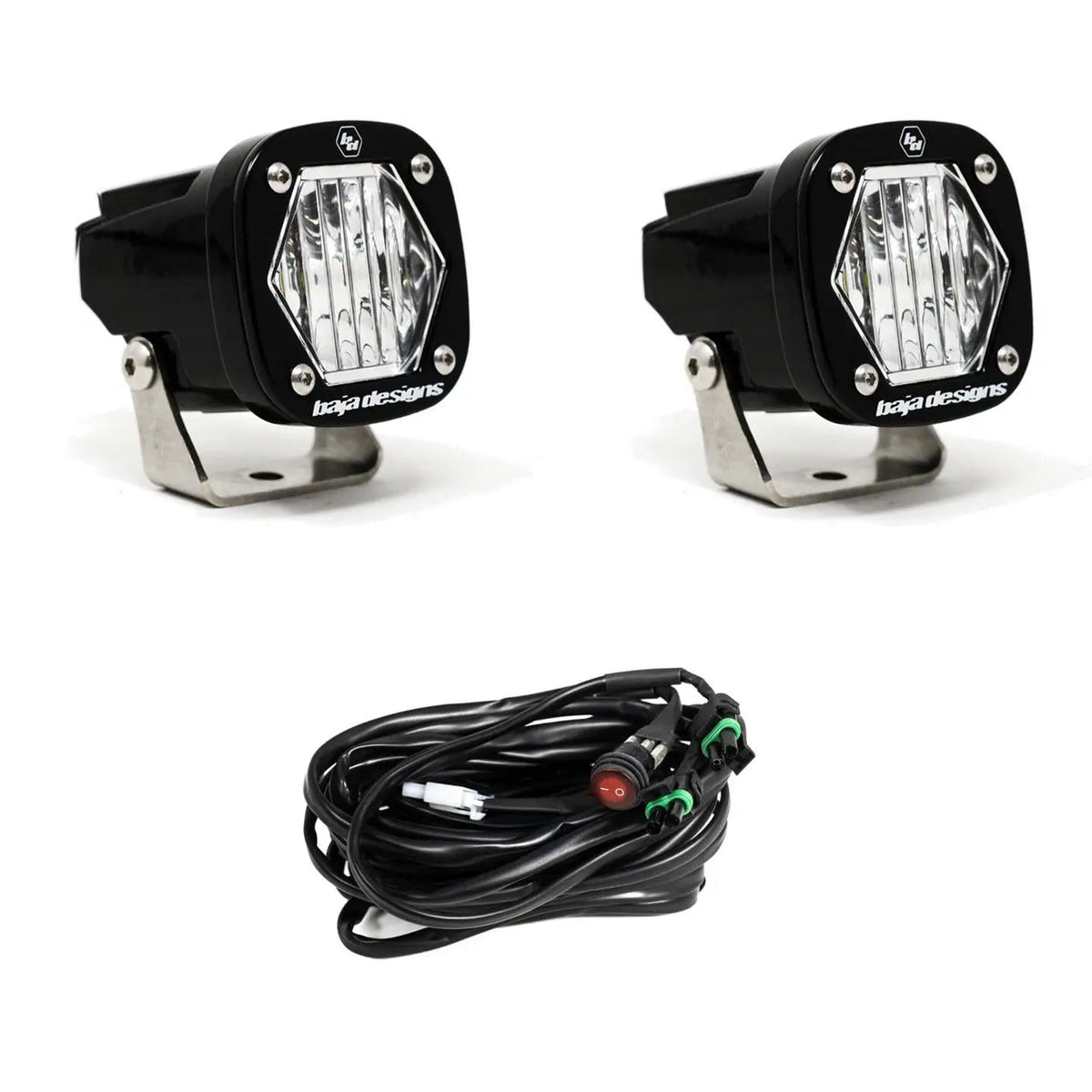 S1 Black LED Light Pod Pair (Wide Cornering; Clear) by Baja Designs