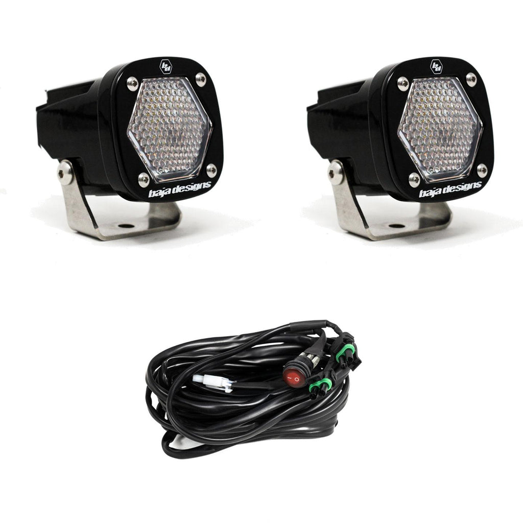 S1 Black LED Light Pod Pair (Work/Scene; Clear) by Baja Designs