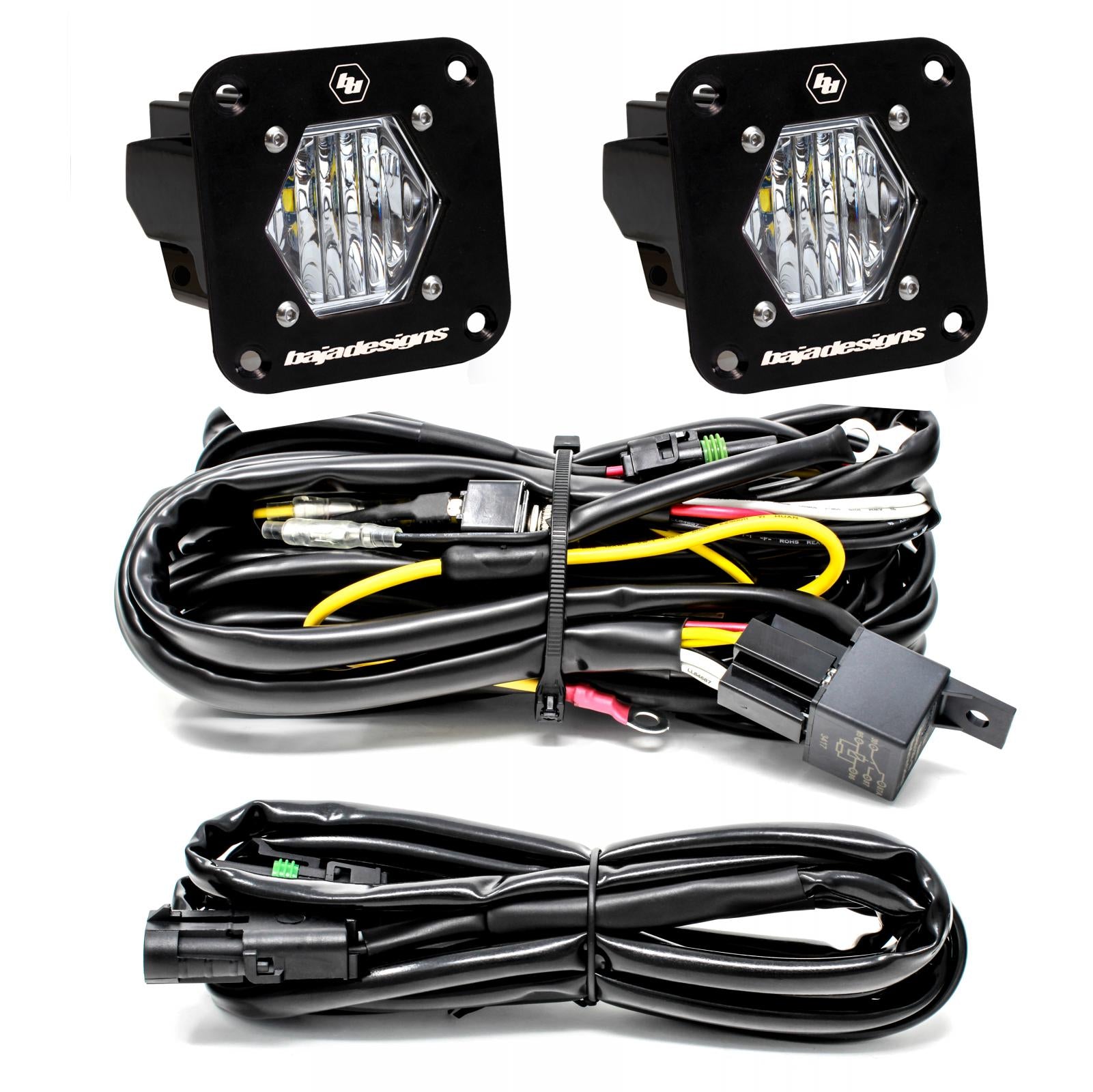 S1 Black Flush Mount LED Light Pod Reverse Kit (Wide Cornering; Clear) by Baja Designs