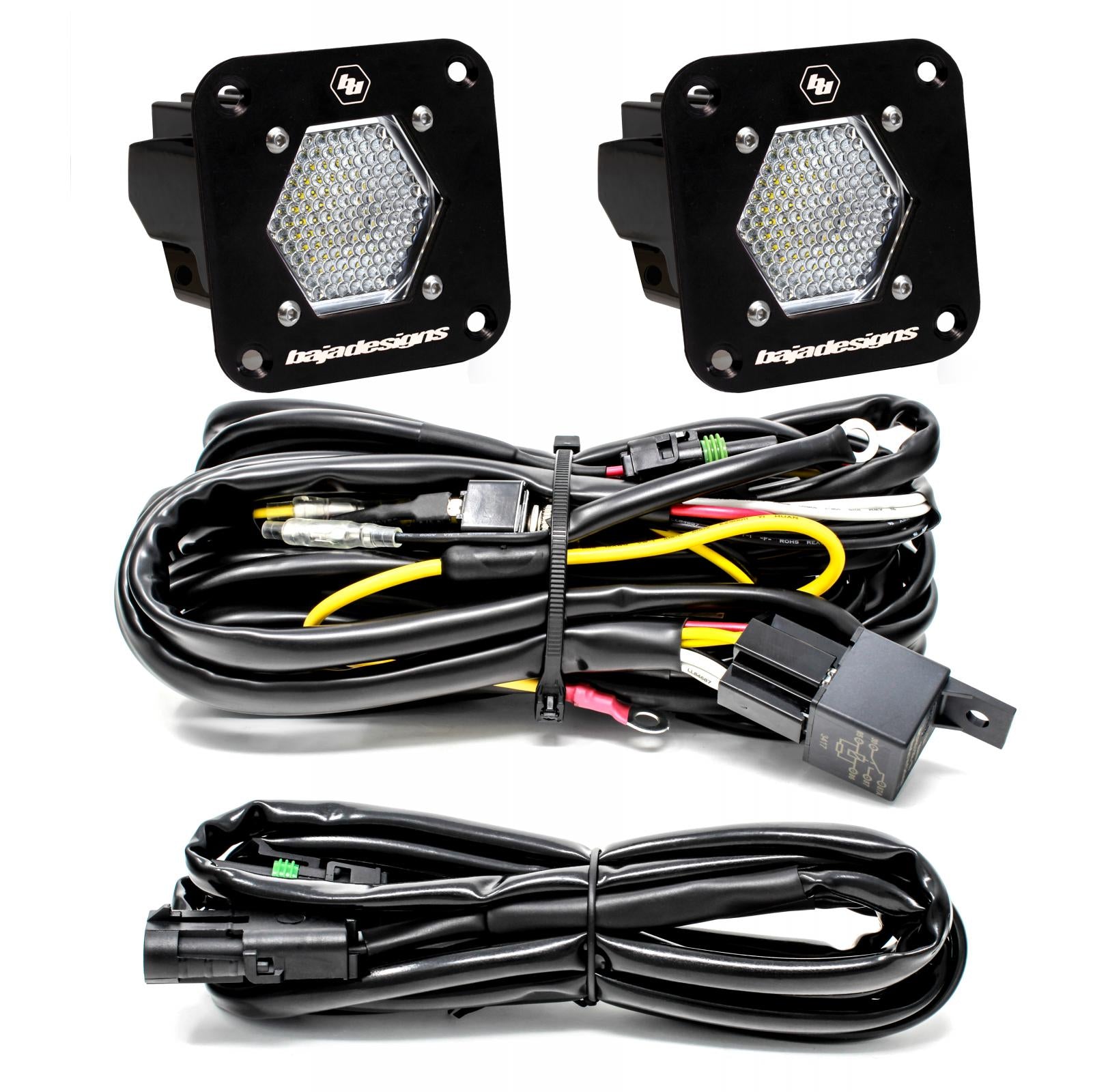 S1 Black Flush Mount LED Light Pod Reverse Kit (Work/Scene; Clear) by Baja Designs