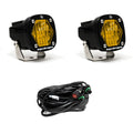 S1 Black LED Light Pod Pair (Wide Cornering; Baja Amber) by Baja Designs