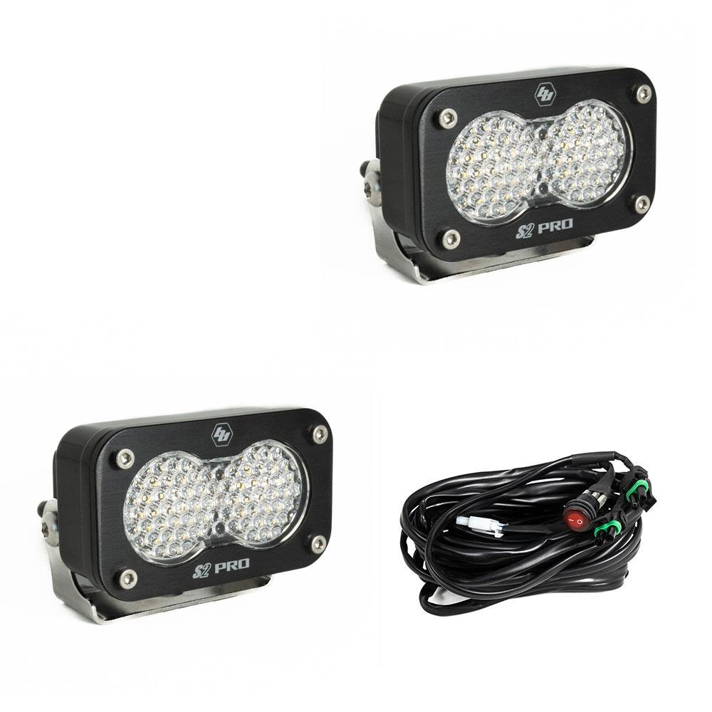 S2 Pro Black LED Light Pod Pair (Work/Scene; Clear) by Baja Designs