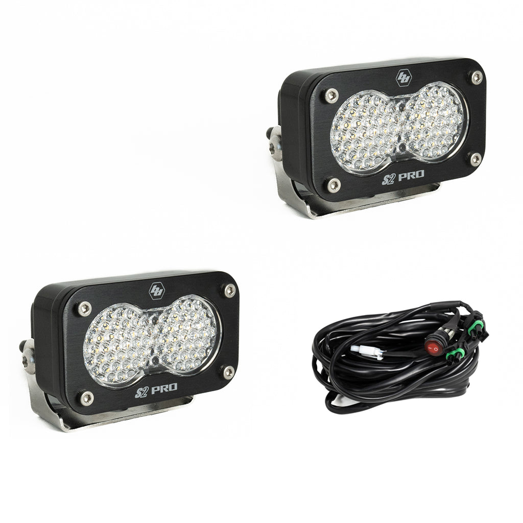 S2 Pro Black LED Light Pod Pair (Work/Scene; Clear) by Baja Designs