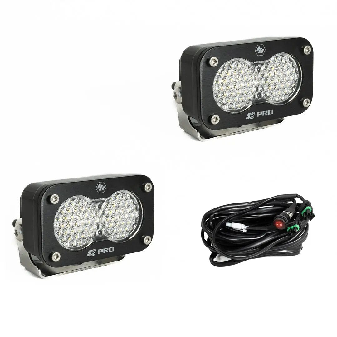 S2 Pro Black LED Light Pod Pair (Work/Scene; Clear) by Baja Designs