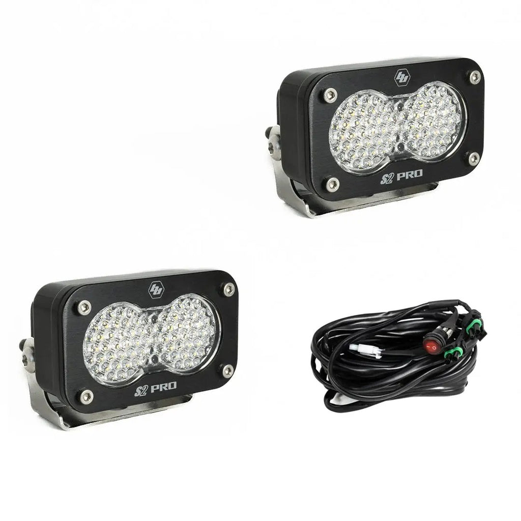 S2 Pro Black LED Light Pod Pair (Work/Scene; Clear) by Baja Designs