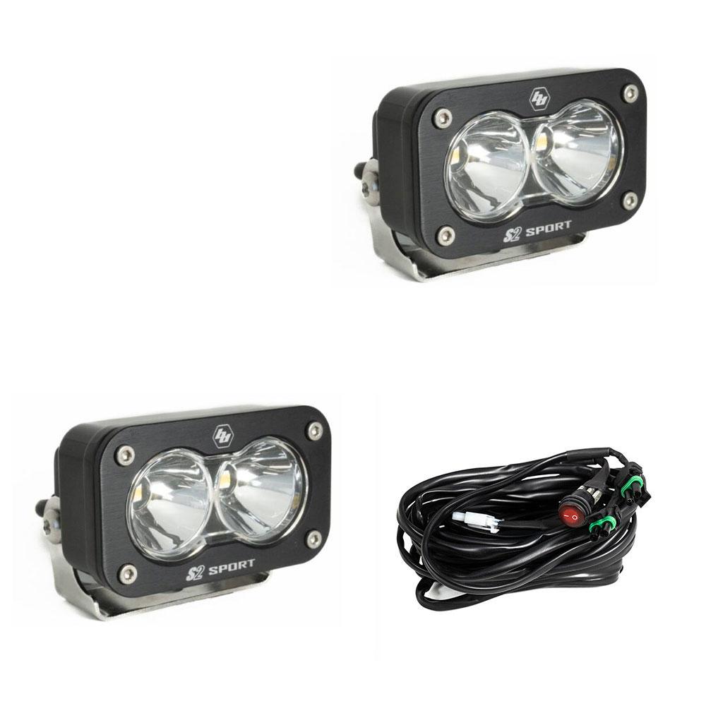 S2 Sport Black LED Light Pod Pair (Spot; Clear) by Baja Designs