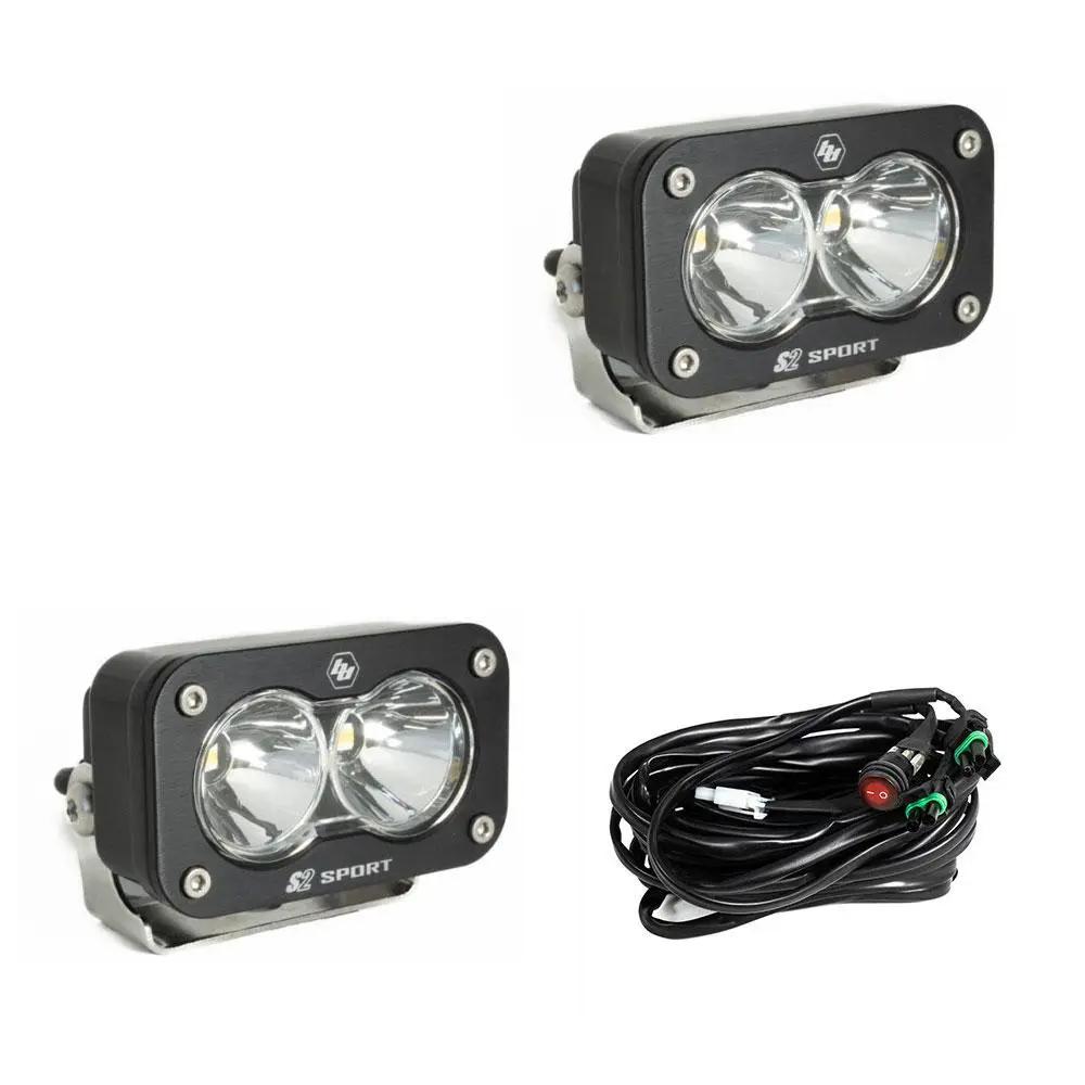 S2 Sport Black LED Light Pod Pair (Spot; Clear) by Baja Designs