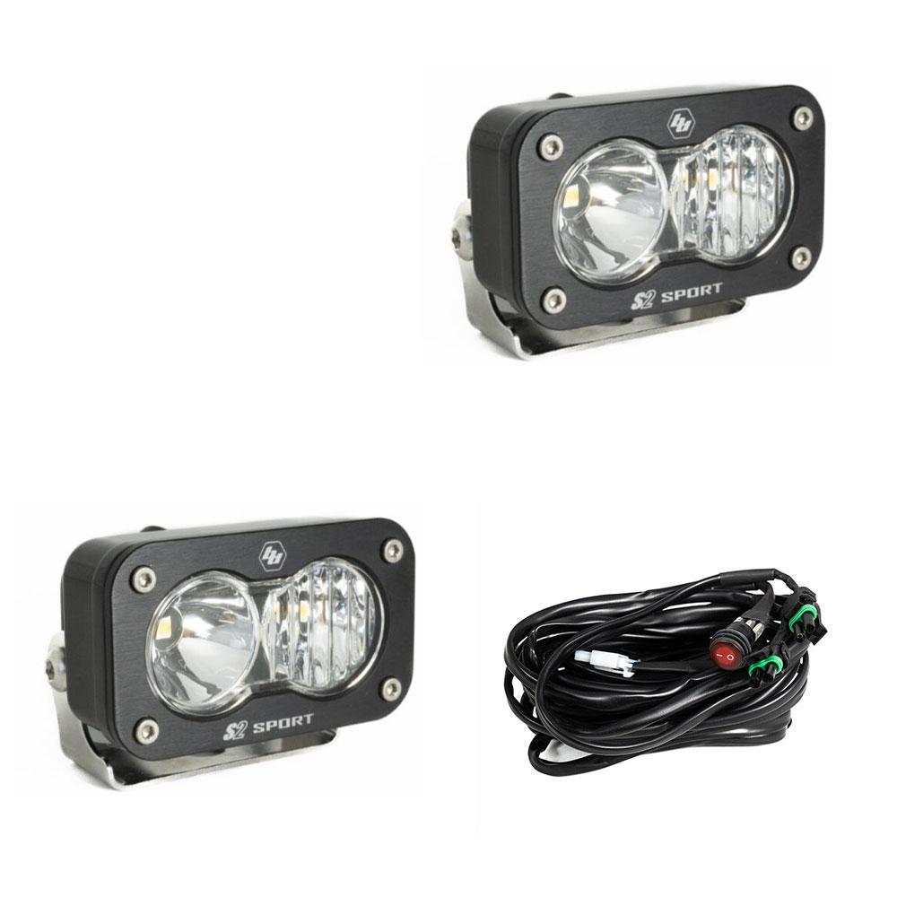 S2 Sport Black LED Light Pod Pair (Driving/Combo; Clear) by Baja Designs