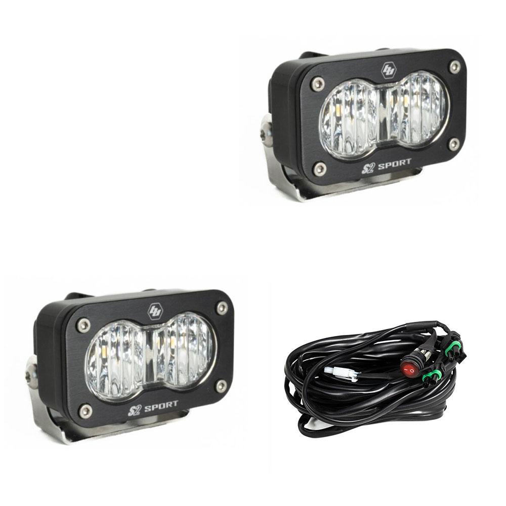 S2 Sport Black LED Light Pod Pair (Wide Cornering; Clear) by Baja Designs