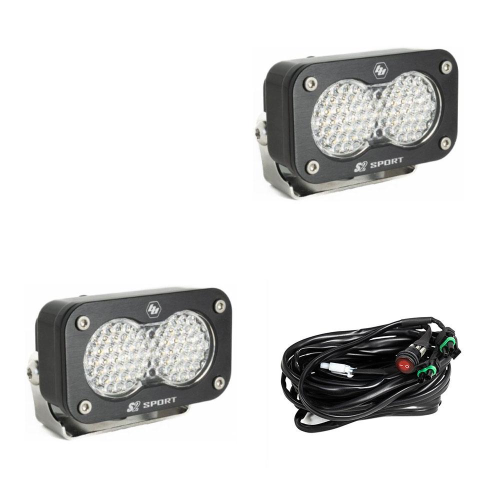 S2 Sport Black LED Light Pod Pair (Work/Scene; Clear) by Baja Designs