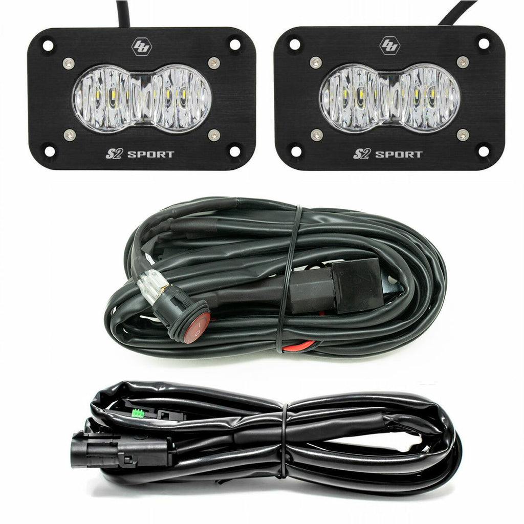 S2 Sport Black Flush Mount LED Light Pod Reverse Kit (Wide Cornering; Clear) by Baja Designs