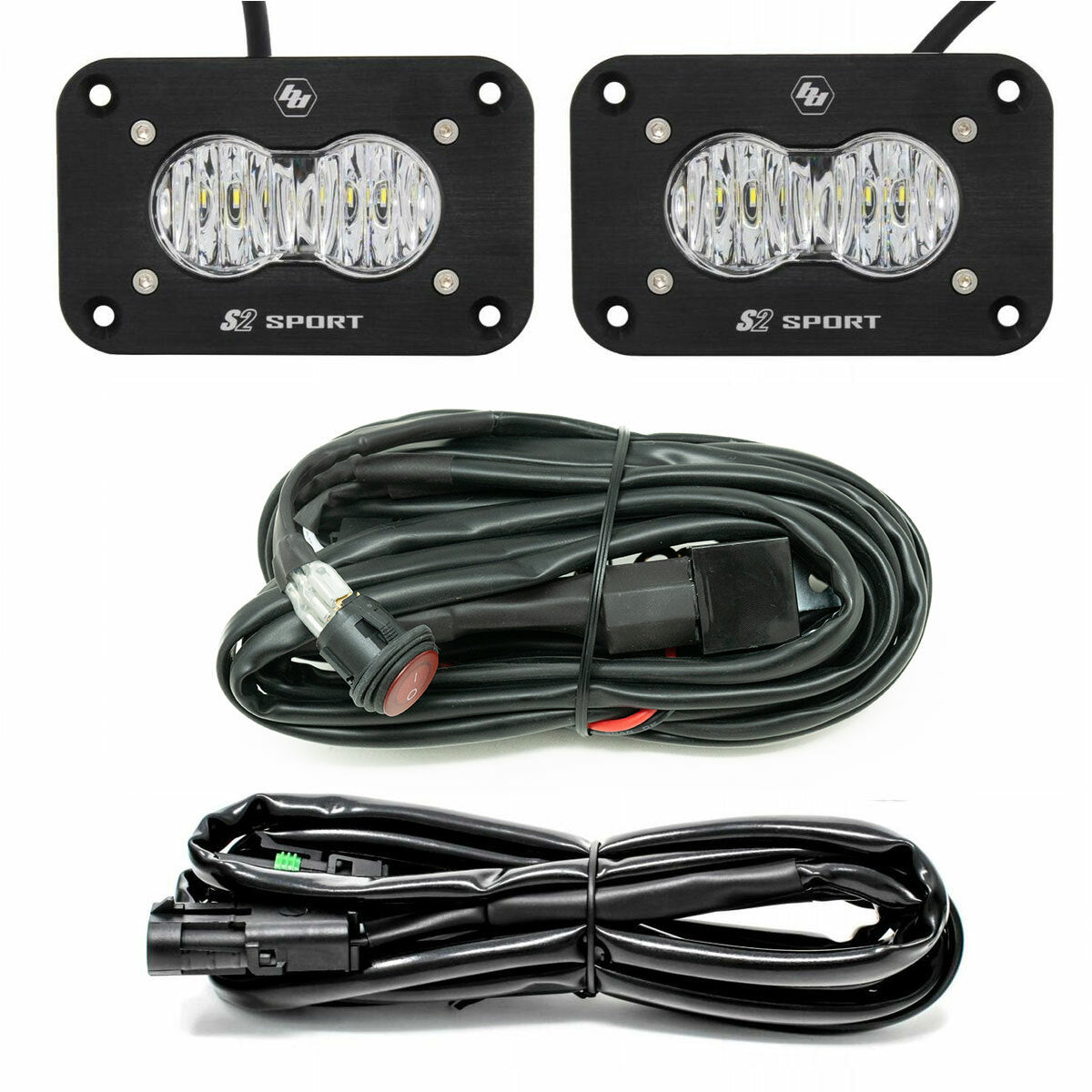 S2 Sport Black Flush Mount LED Light Pod Reverse Kit (Wide Cornering; Clear) by Baja Designs
