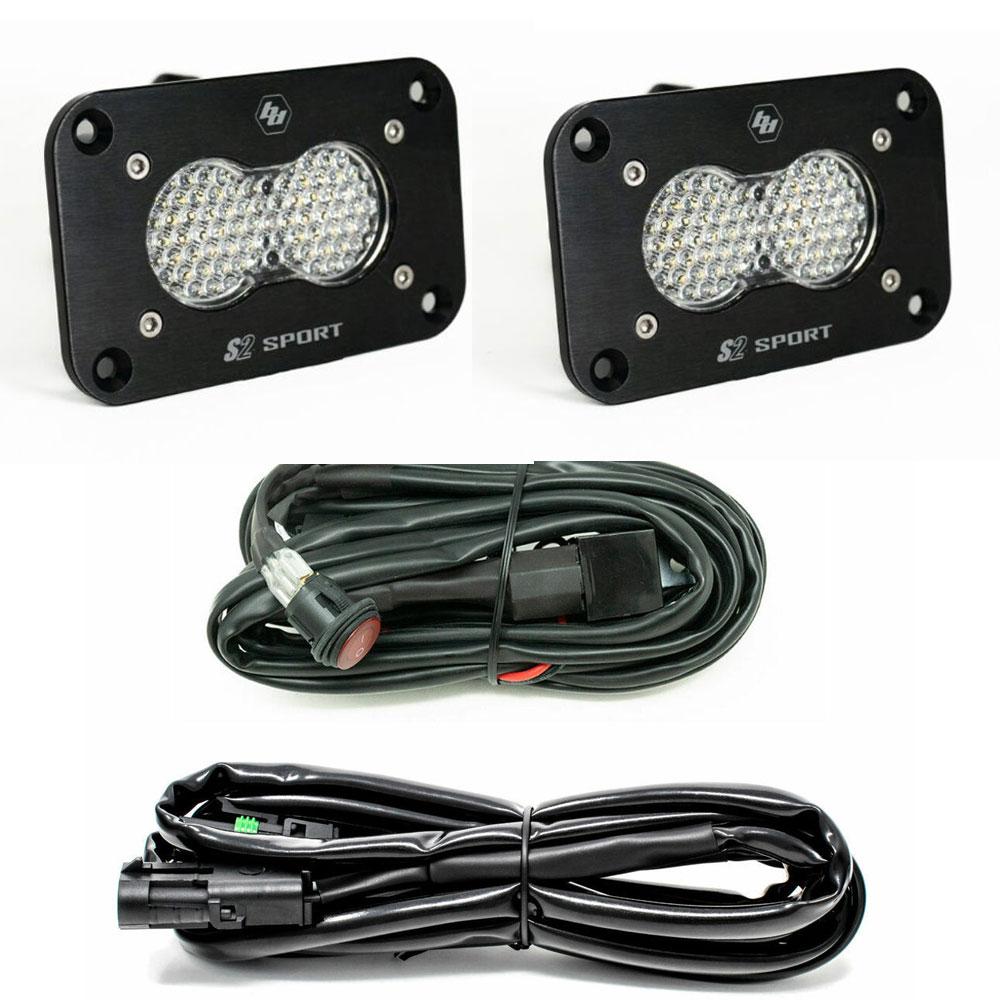 S2 Sport Black Flush Mount LED Light Pod Reverse Kit (Work/Scene; Clear) by Baja Designs