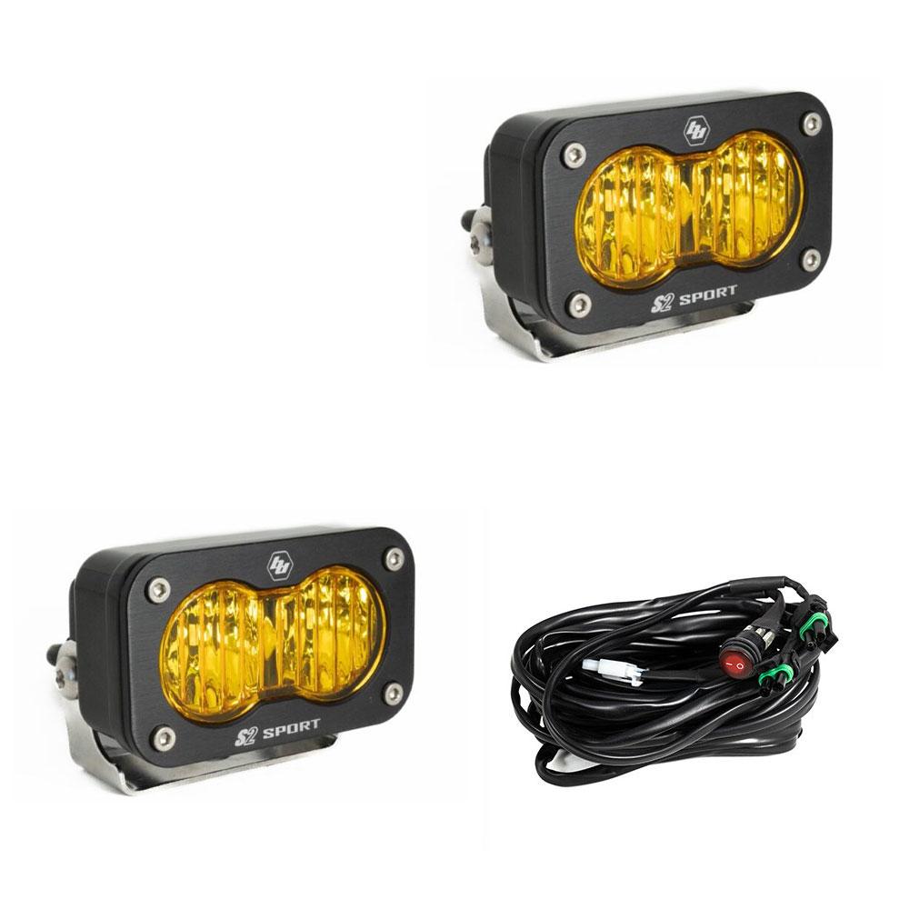 S2 Sport Black LED Light Pod Pair (Wide Cornering; Baja Amber) by Baja Designs