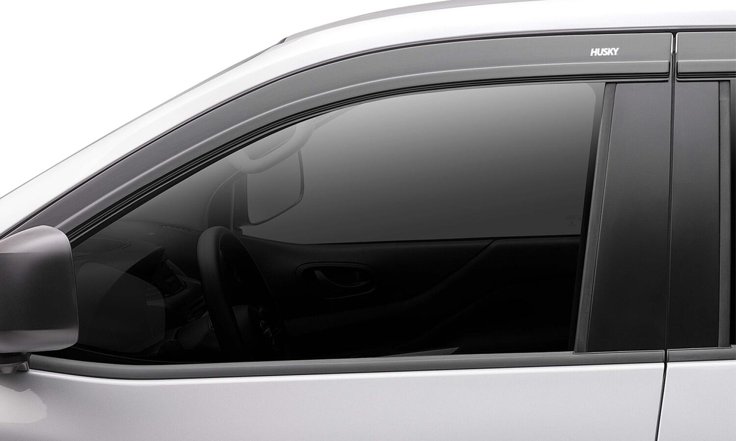 Low Profile Ventvisor Deflector; Smoke with Chrome Trim; Outside Mount; 4 pc. by Husky Liners