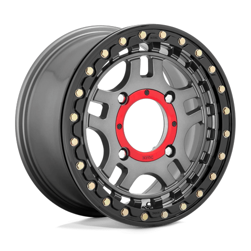 RECON UTV BL 15X7 4X137 G-MTL BLK-RG +38 by KMC Wheels