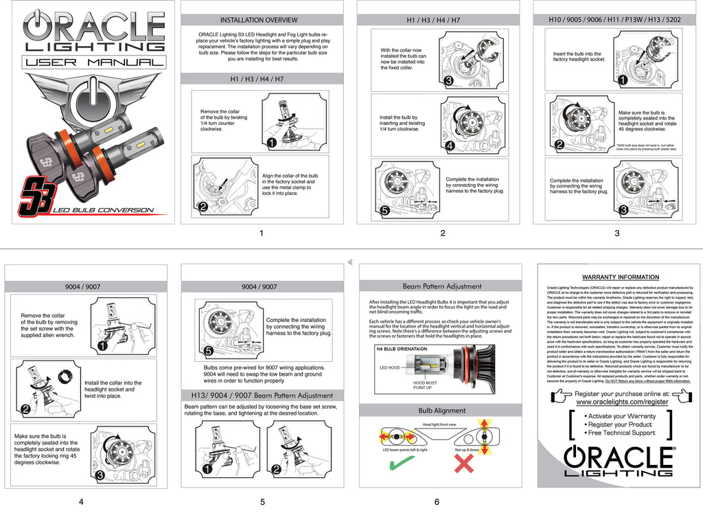 ORACLE Lighting H11 - S3 LED Headlight Bulb Conversion Kit by Oracle Lighting