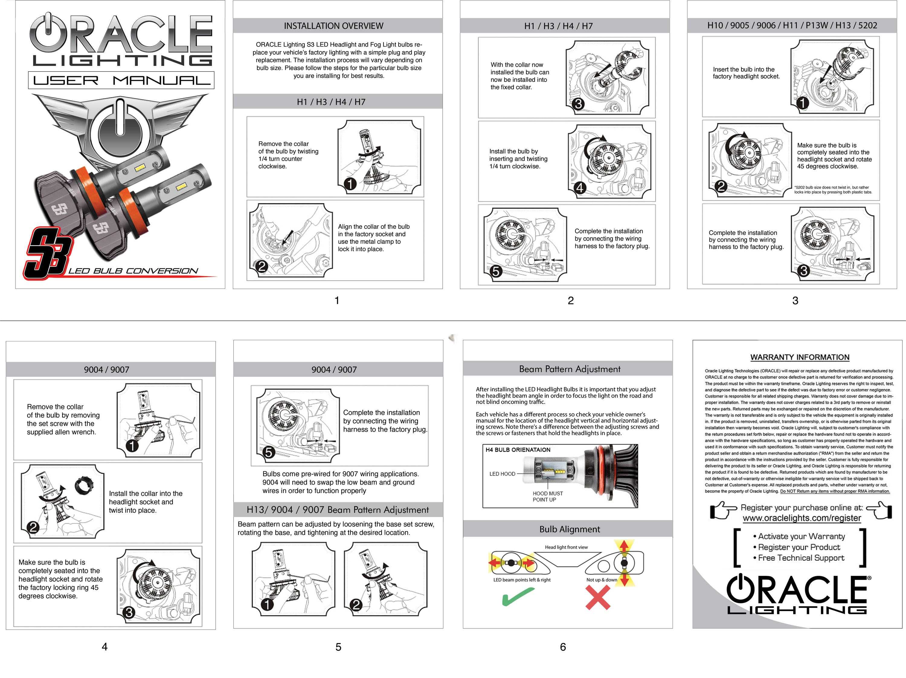 ORACLE Lighting H11 - S3 LED Headlight Bulb Conversion Kit by Oracle Lighting