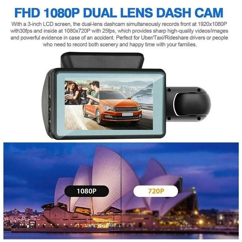 1080P Dual Lens Car DVR Dash Cam Video Recorder G-Sensor Front And Inside Camera by Nino Auto Repair