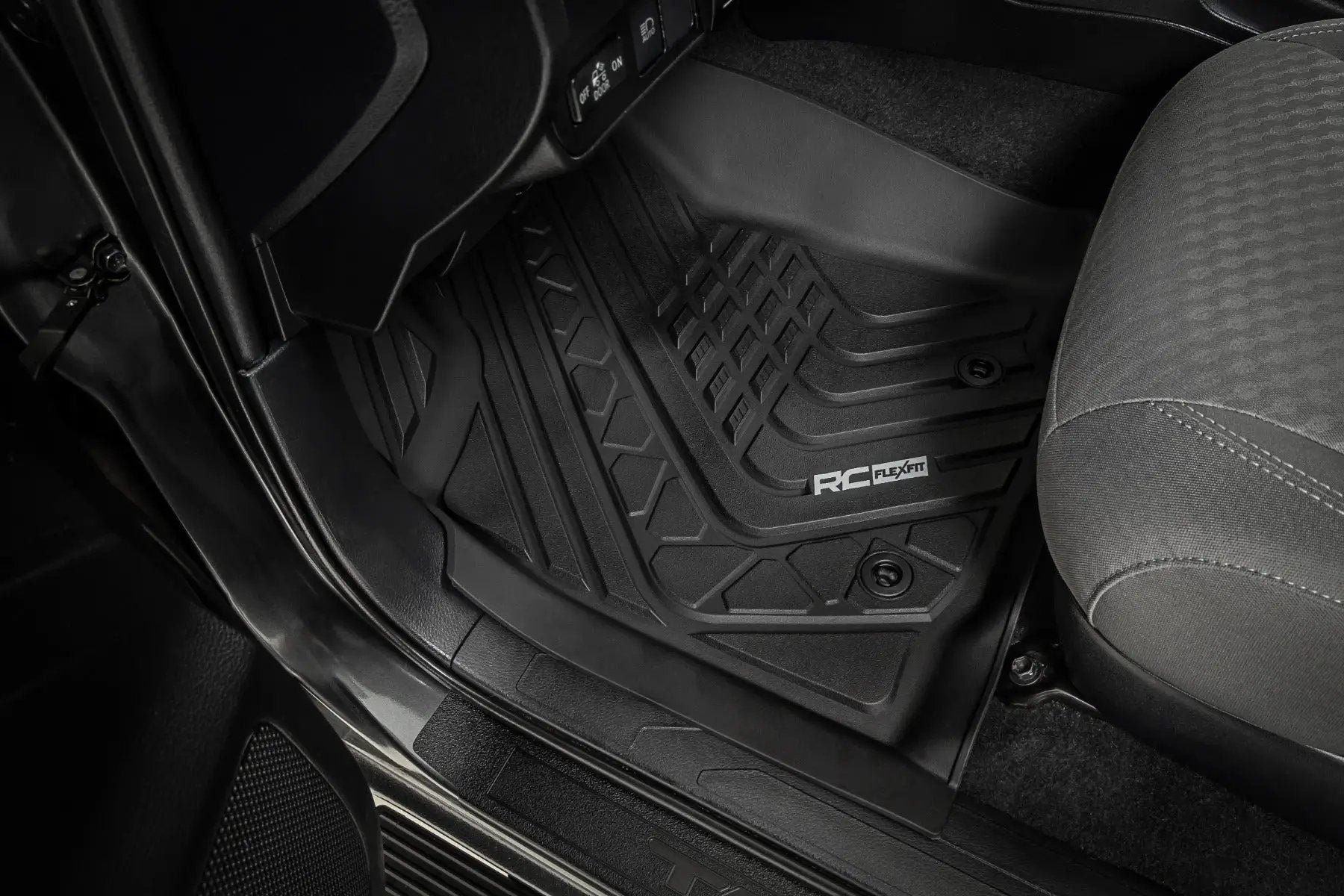Flex-Fit Floor Mats | Front and Rear | Toyota Tacoma 2WD/4WD (2016-2023) by Rough Country
