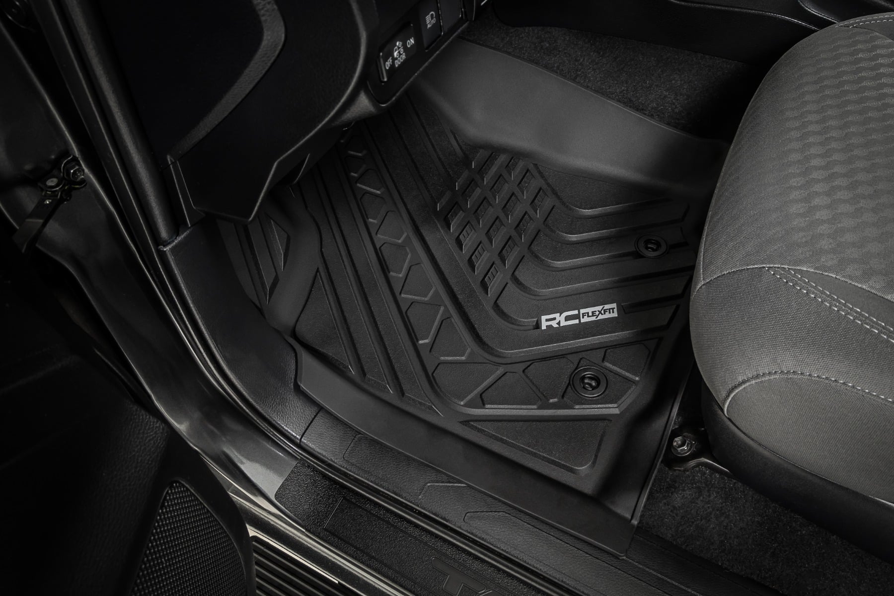 Flex-Fit Floor Mats | Front and Rear | Toyota Tacoma 2WD/4WD (2016-2023) by Rough Country