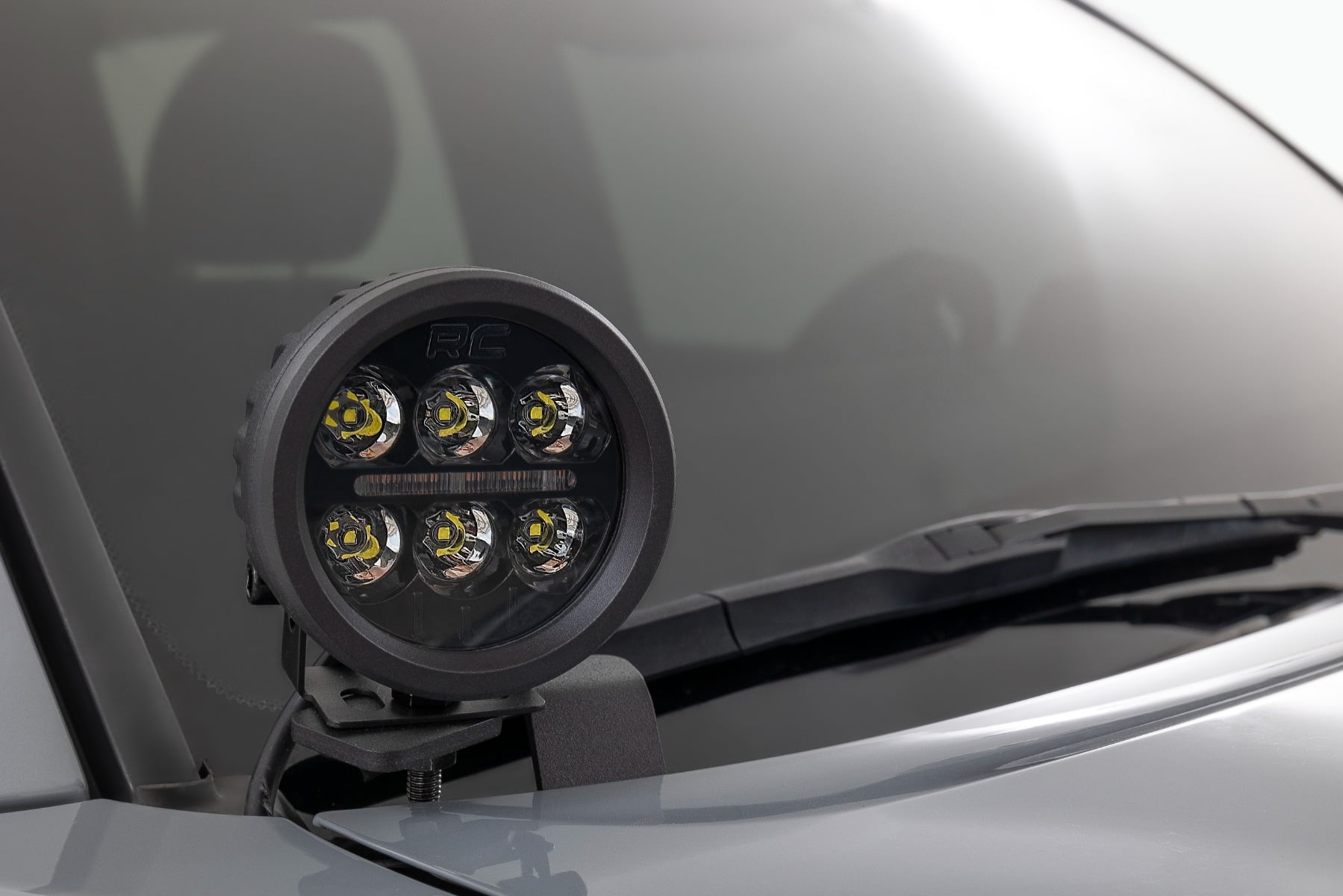 LED Light Kit | Ditch Mount | Black Series Round | 3.5 Inch | Amber DRL | Toyota Tacoma (16-23) by Rough Country