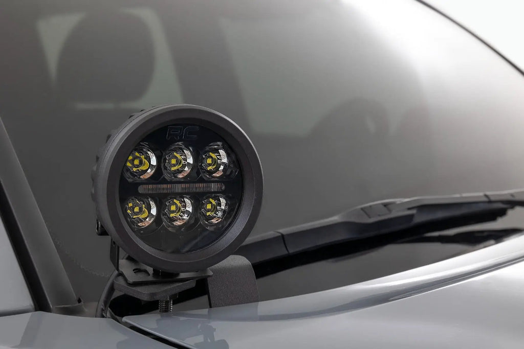 LED Light Kit | Ditch Mount | Black Series Round | 3.5 Inch | Amber DRL | Toyota Tacoma (16-23) by Rough Country