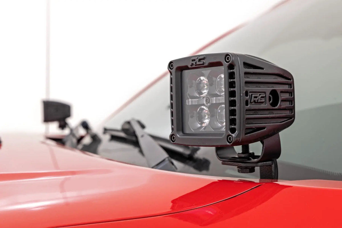 LED Light Kit | Ditch Mount | 2" Black Pair | White DRL | Toyota Tacoma (05-15) by Rough Country