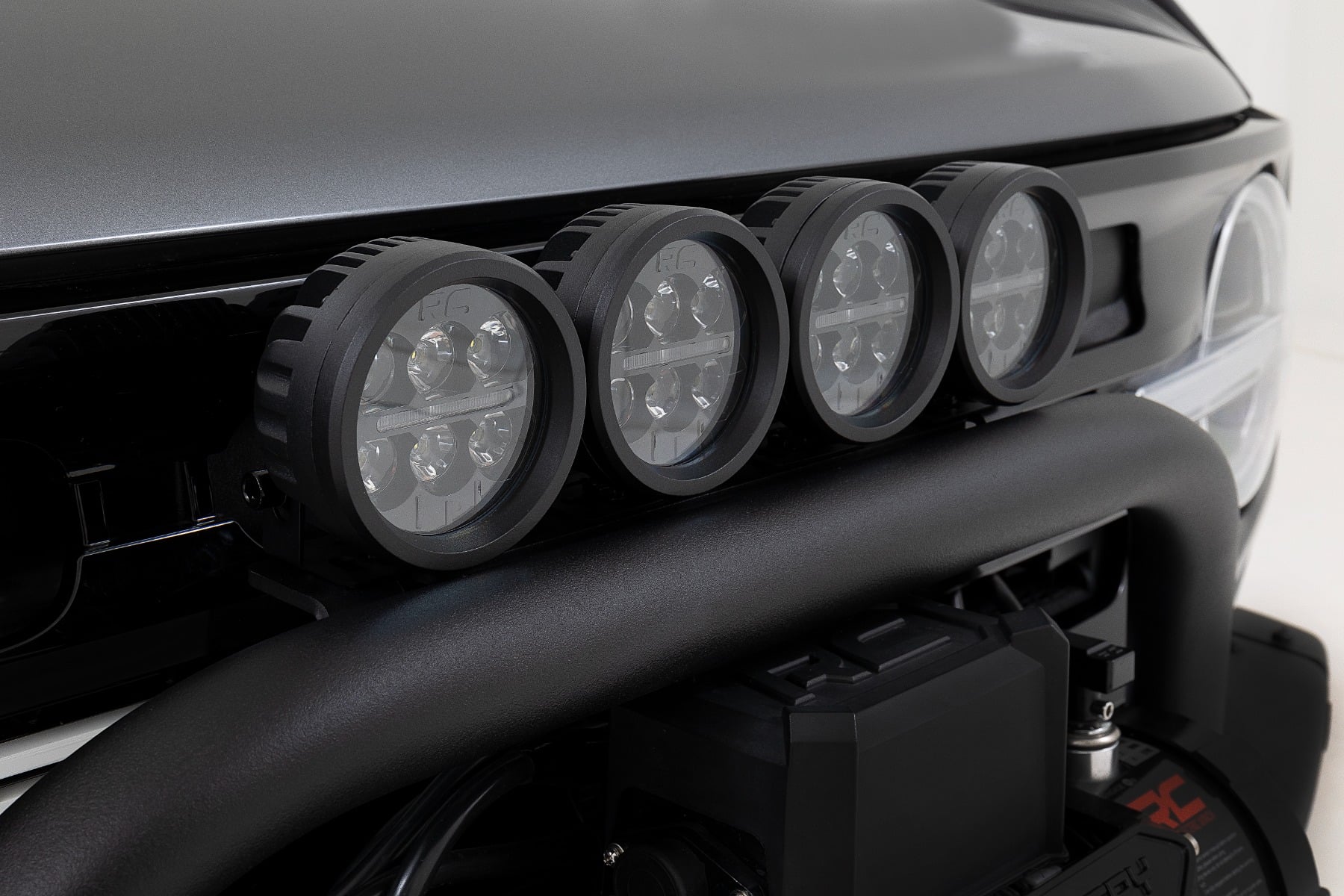 Safari Bar | 3.5" Round LED (Quad) | Black | Amber DRL | OE Modular Steel | Ford Bronco (21-26) by Rough Country