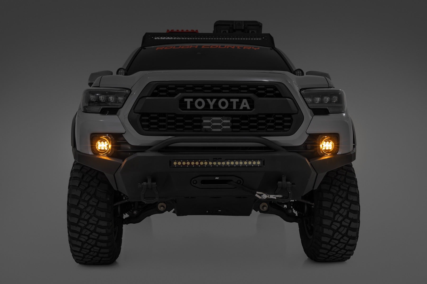 LED Fog Light Kit | 3.5 Inch Round Black Series | Amber DRL | Toyota Tacoma (16-23) by Rough Country