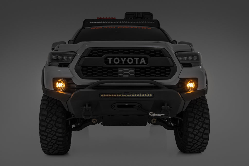 LED Fog Light Kit | 3.5 Inch Round Black Series | Amber DRL | Toyota Tacoma (16-23) by Rough Country