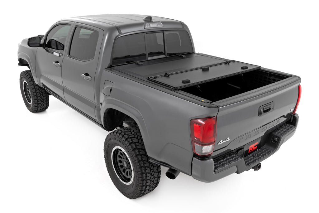 Hard Tri-Fold Flip Up Bed Cover | 6' Bed | Toyota Tacoma 2WD/4WD (2016-2023) by Rough Country