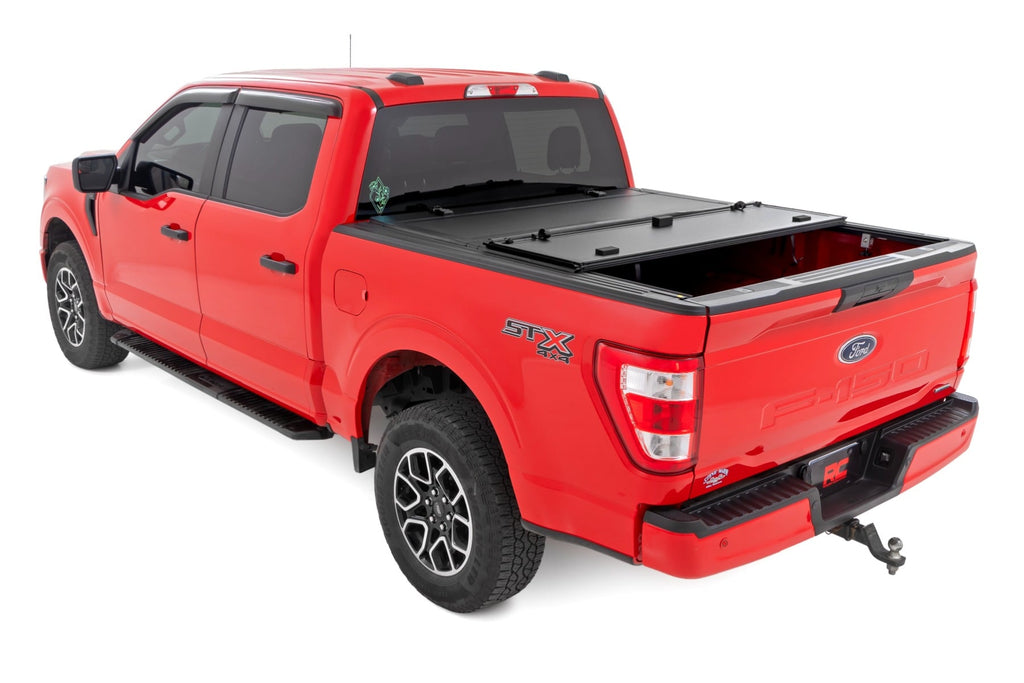Hard Tri-Fold Flip Up Bed Cover | 5'7" Bed | Ford F-150 2WD/4WD (2015-2020) by Rough Country